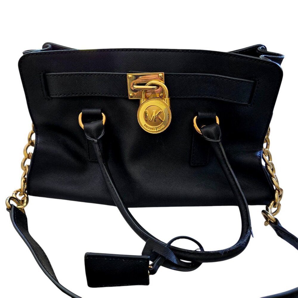 Michaek KORS Hamilton East-West Satchel BLack Saffiano Leather